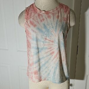 Pact Tie-Dye Sleeveless‎ Top - Pink and Blue. Size Small.